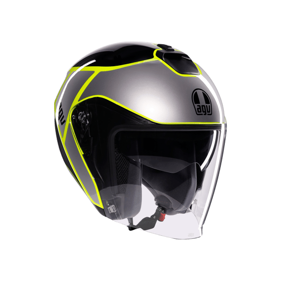 Agv İrides Davao Black Grey Yellow Fluo Kapalı Kask - Açık Kasklar