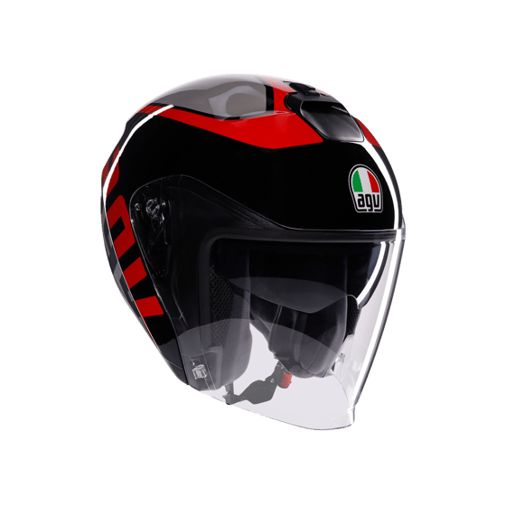 Agv irides Valenza Matt Grey Blk Red Açık Kask - Açık Kasklar