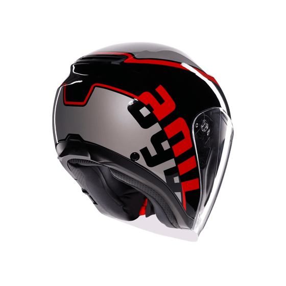 Agv irides Valenza Matt Grey Blk Red Açık Kask - Açık Kasklar