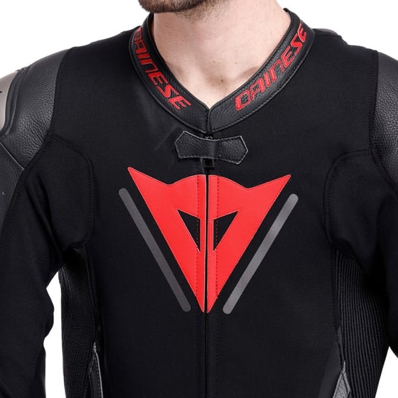 Dainese Demon Sprint Perf 1PC Leather Suit Black Black Red Lava Tek Parça Tulum - Tulumlar